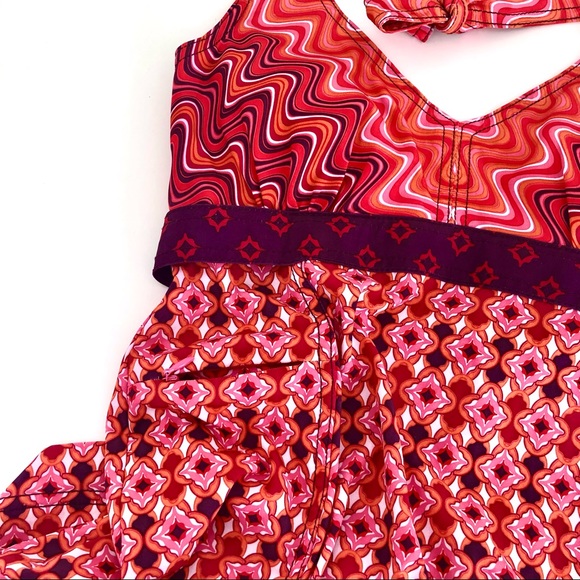 Athleta groovy 70s inspired mod empire waist print halter dress sz 2 / XS - Picture 6 of 13